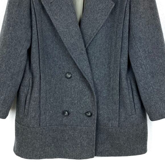 Vintage Fashionbila Wool Coat Made In USA 80s Gray Double Breasted Womens 12 LG - Picture 5 of 12